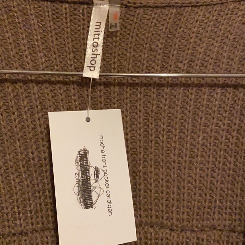 Mittoshop | Boutique Oversized Mocha Knit Front Pocket Cardigan | S/M - Picture 3 of 6
